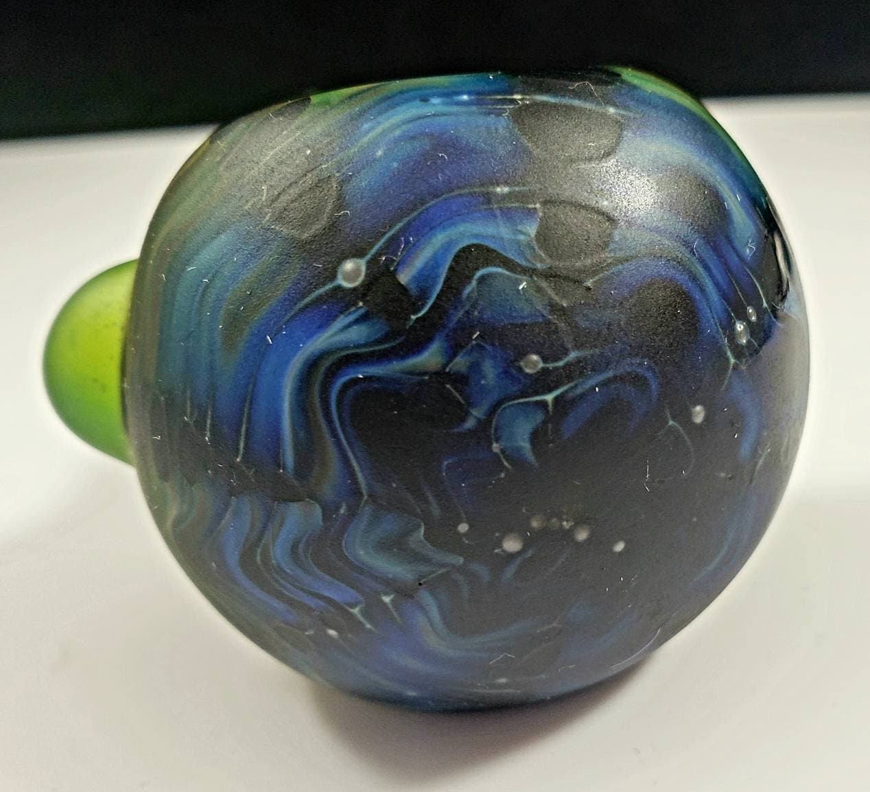 Sandblasted Rainbow Fume with Black Glass Pipe / Sandblasted Glass Pipe / Rainbowl Bowl / Glass Pipe / Rainbow / Black / Green