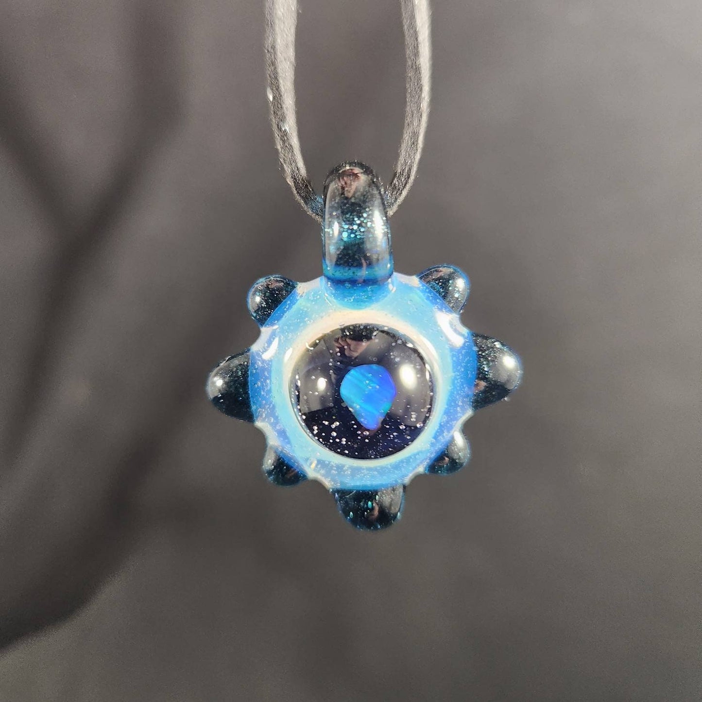 Space Galaxy Opal Necklace /Glass Pendant / Blue / Sparkle Glass / Universe / Stars / Jewelry / Art / Space Glass / Glass Galaxy