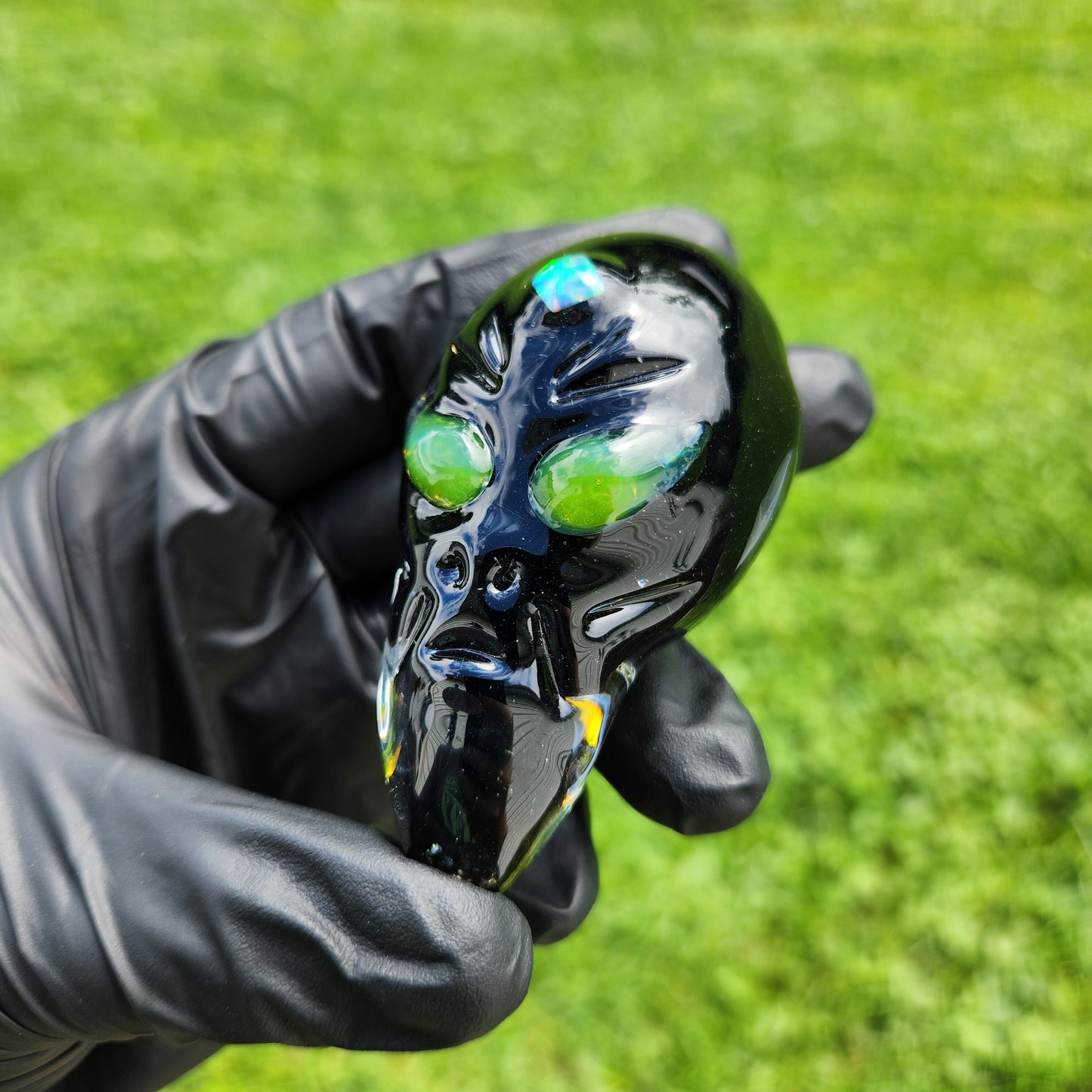 Alien Head Pipe / Galaxy Black Glass / Alien Glass / Space Galaxy / UFO / Ancient Aliens / Smoking Bowl