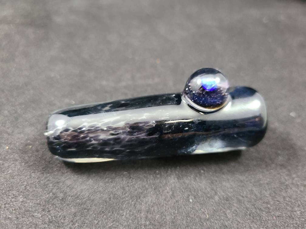 Black Frit Pipe / Glass Smoking Bowl / Opal