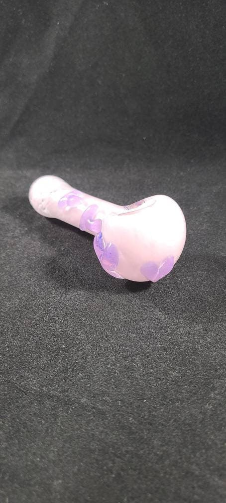 Pink Heart Pipe / Pink Frit Glass / Glass Smoking Bowl / Valentine / Love / Purple