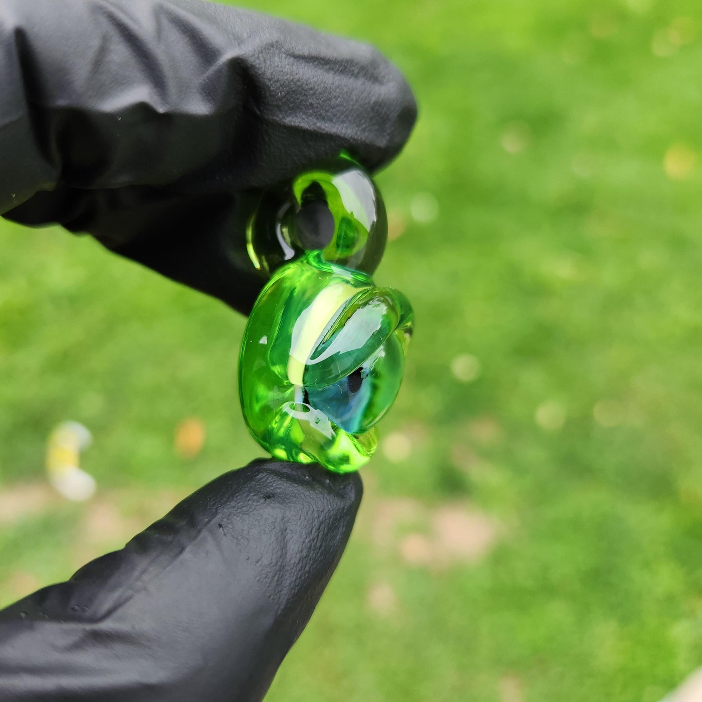 Green monster eye pendant / glass necklace / jewelry