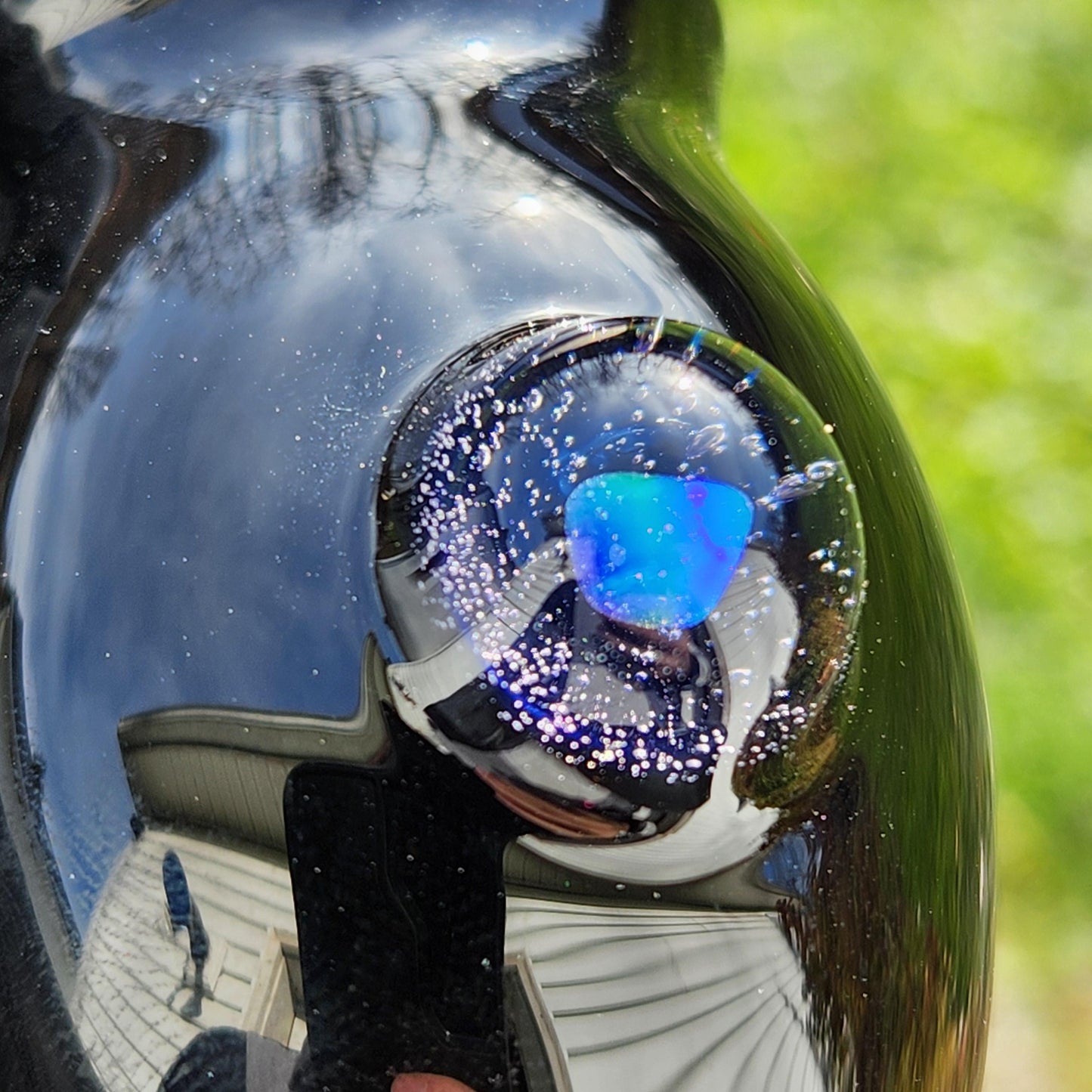 Galaxy Opal Jar • Black Glass Mini Jar with Cork • Floating Opal Galaxy Orb • Handmade Cosmic Keepsake