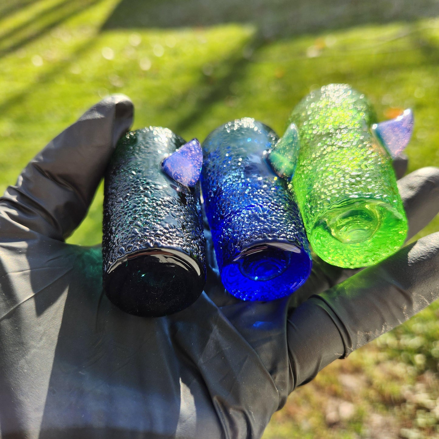 Handmade Monster Shot Glass • Reptile Skin Texture • Sculpted Horn • Custom Colors • Unique Glass Shot Glass Gift