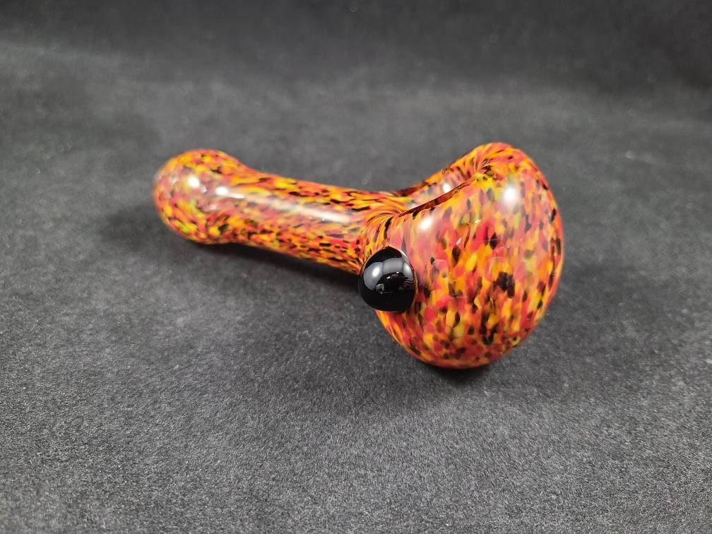 Fire Frit Pipe / Flame / Red / Orange / Yellow / Black / Glass Smoking Bowl