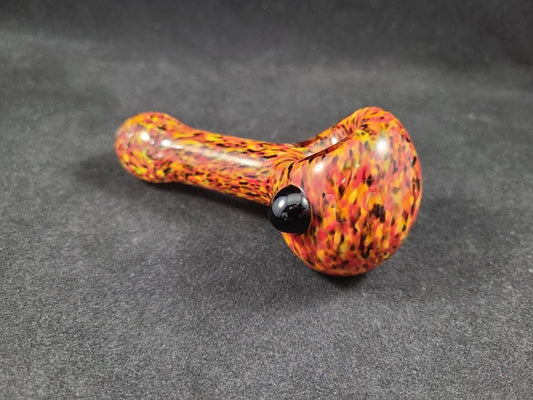 Fire Frit Pipe / Flame / Red / Orange / Yellow / Black / Glass Smoking Bowl