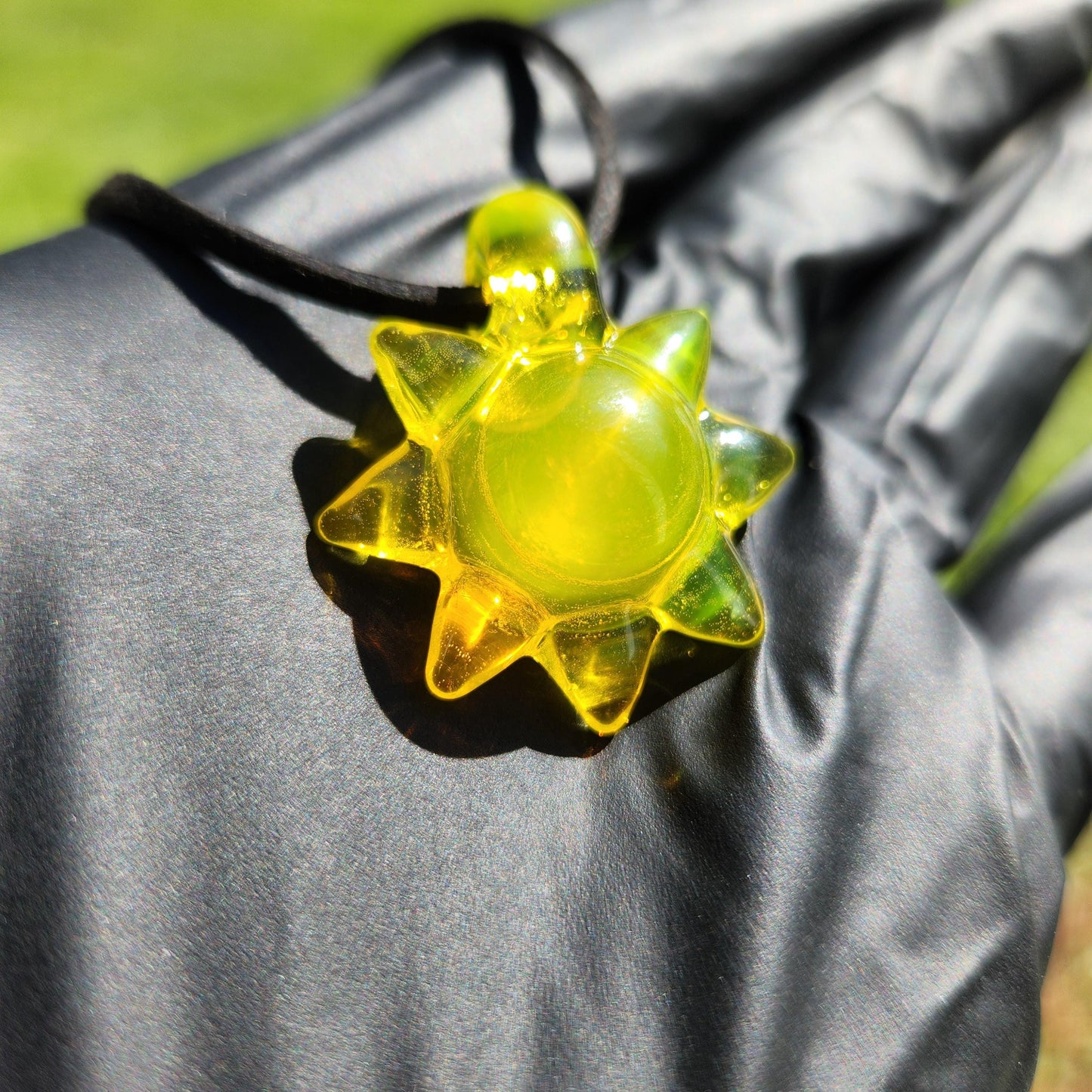 Sun Pendant / Sun Necklace / Yellow Glass Sun / Handmade / Glass Art / Jewelry / Sunshine