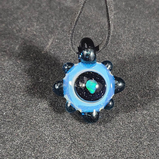 Space Galaxy Opal Necklace /Glass Pendant / Blue / Sparkle Glass / Universe / Stars / Jewelry / Art / Space Glass / Glass Galaxy