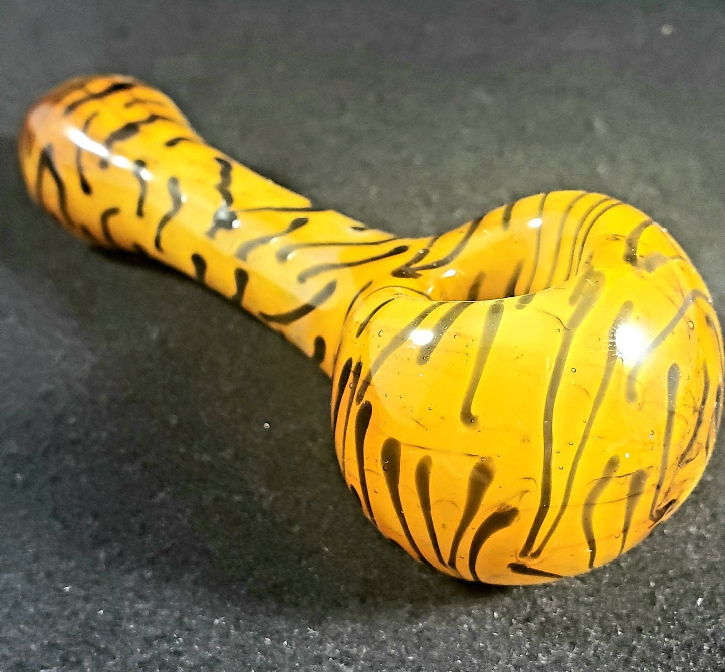 Tiger Stripe Bowl / Tiger Print Glass Pipe / Animal Print Pipe / Animal Print / Kitty / Big Cat / Orange and Black