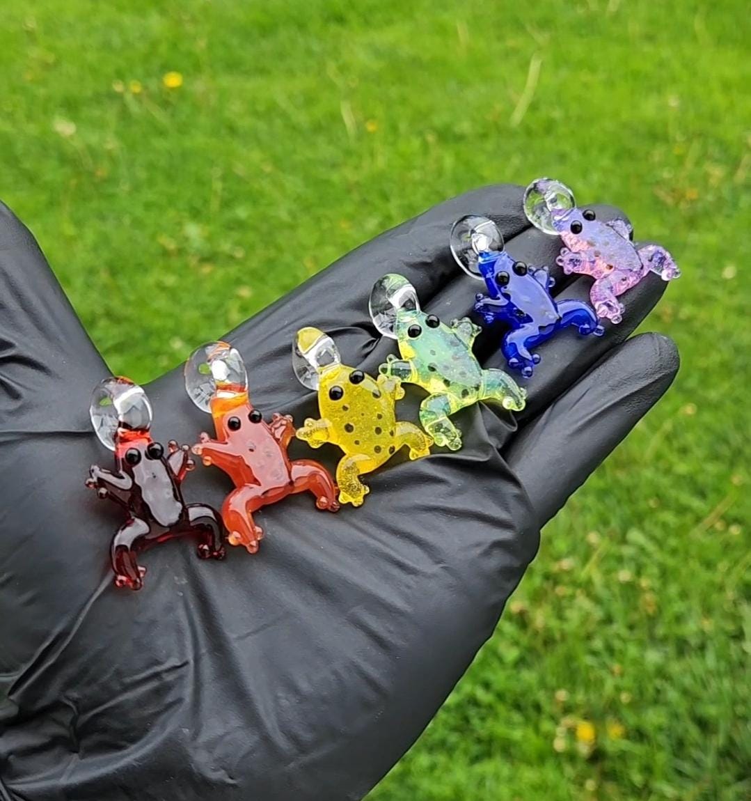 Glass Frog Pendant on Suede Cord – Handmade Glass Frog Necklace, Colorful Frog Jewelry, Rainbow Frog Gift