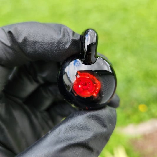 Rose Necklace / Glass Flower Pendant / Red Rose / Jewelry / Glass Art