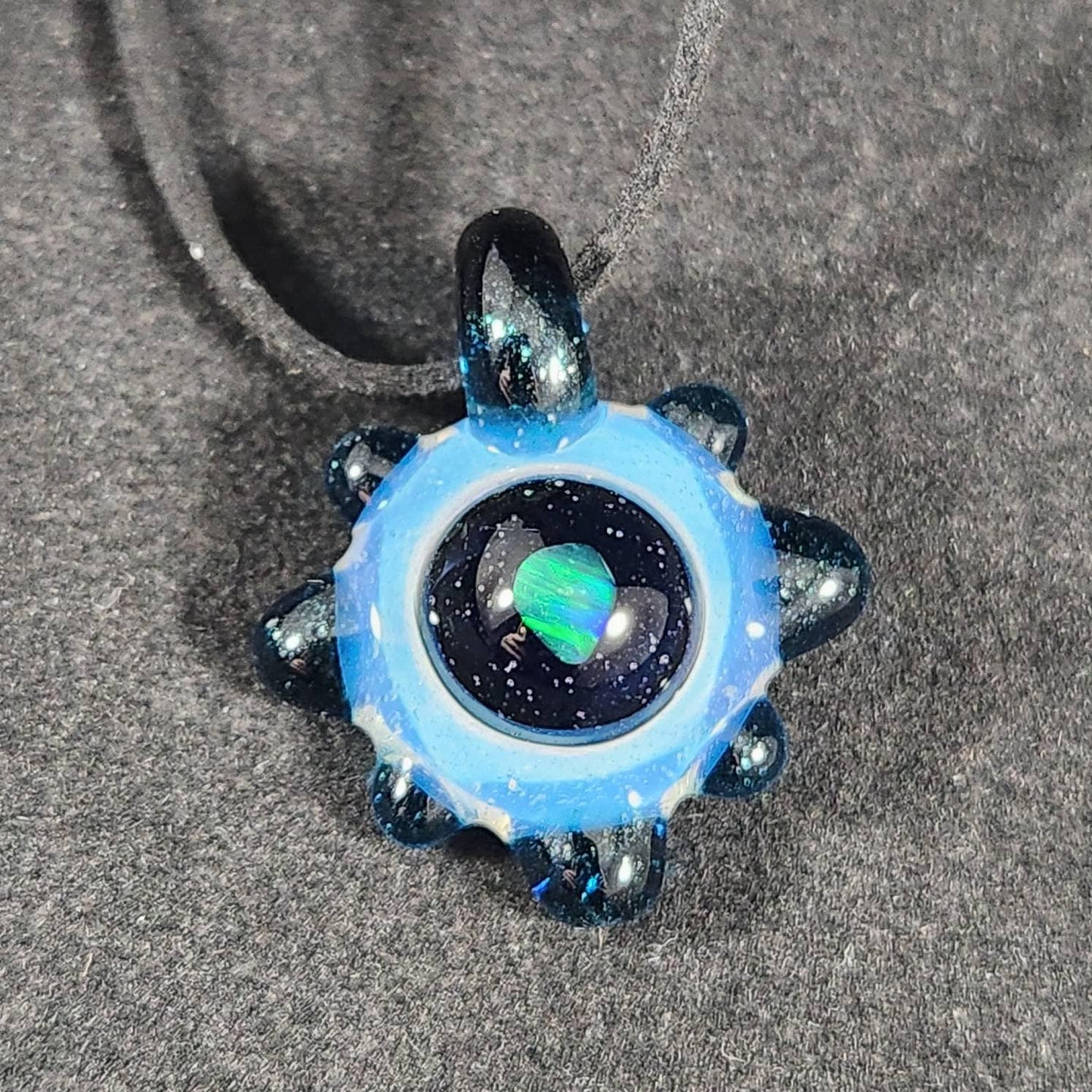 Space Galaxy Opal Necklace /Glass Pendant / Blue / Sparkle Glass / Universe / Stars / Jewelry / Art / Space Glass / Glass Galaxy