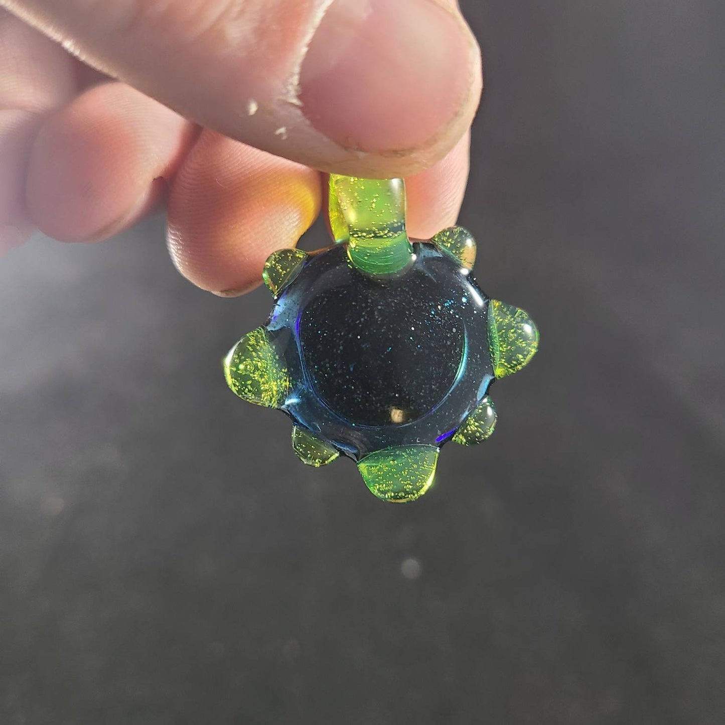 Space Galaxy Opal Necklace /Glass Pendant / Green Blue Glass / Sparkle Glass / Universe / Stars / Jewelry / Art