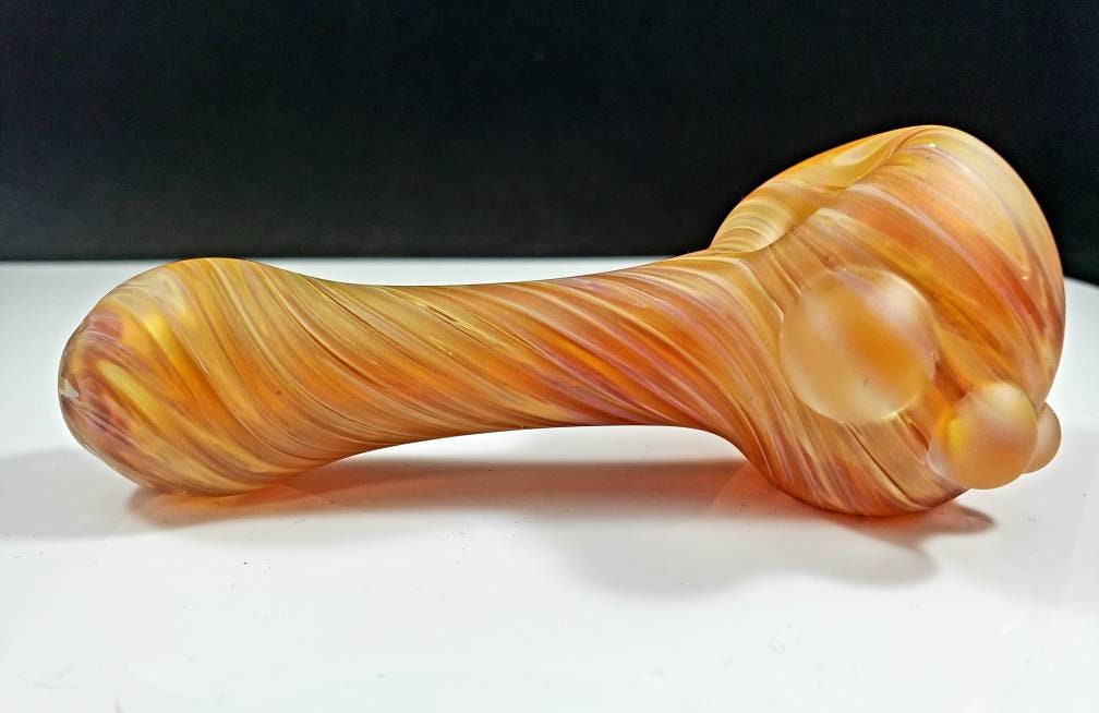 Orange Sandblasted Glass Pipe / Orange Bowl / Sandblasted Pipe / Glass Pipe / Smoking Bowl / Orange / Yellow