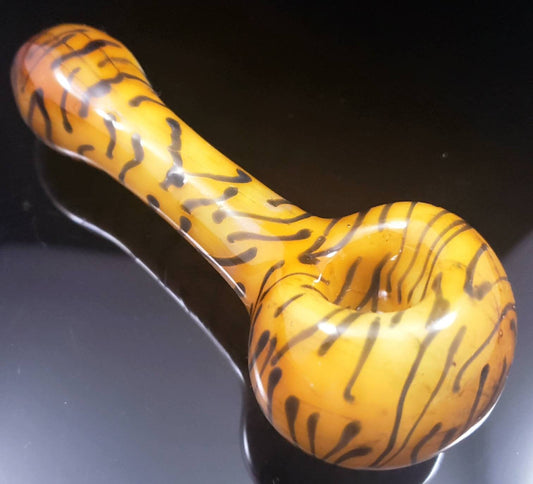Tiger Stripe Bowl / Tiger Print Glass Pipe / Animal Print Pipe / Animal Print / Kitty / Big Cat / Orange and Black