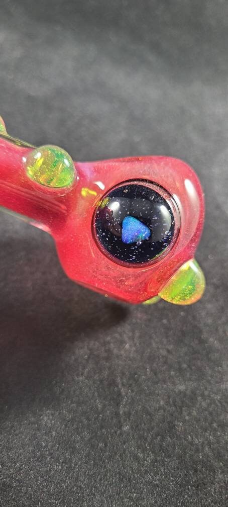 Pink Glass Frit Pipe / Glass Smoking Bowl / Opal / Space Galaxy Glass / Stars /