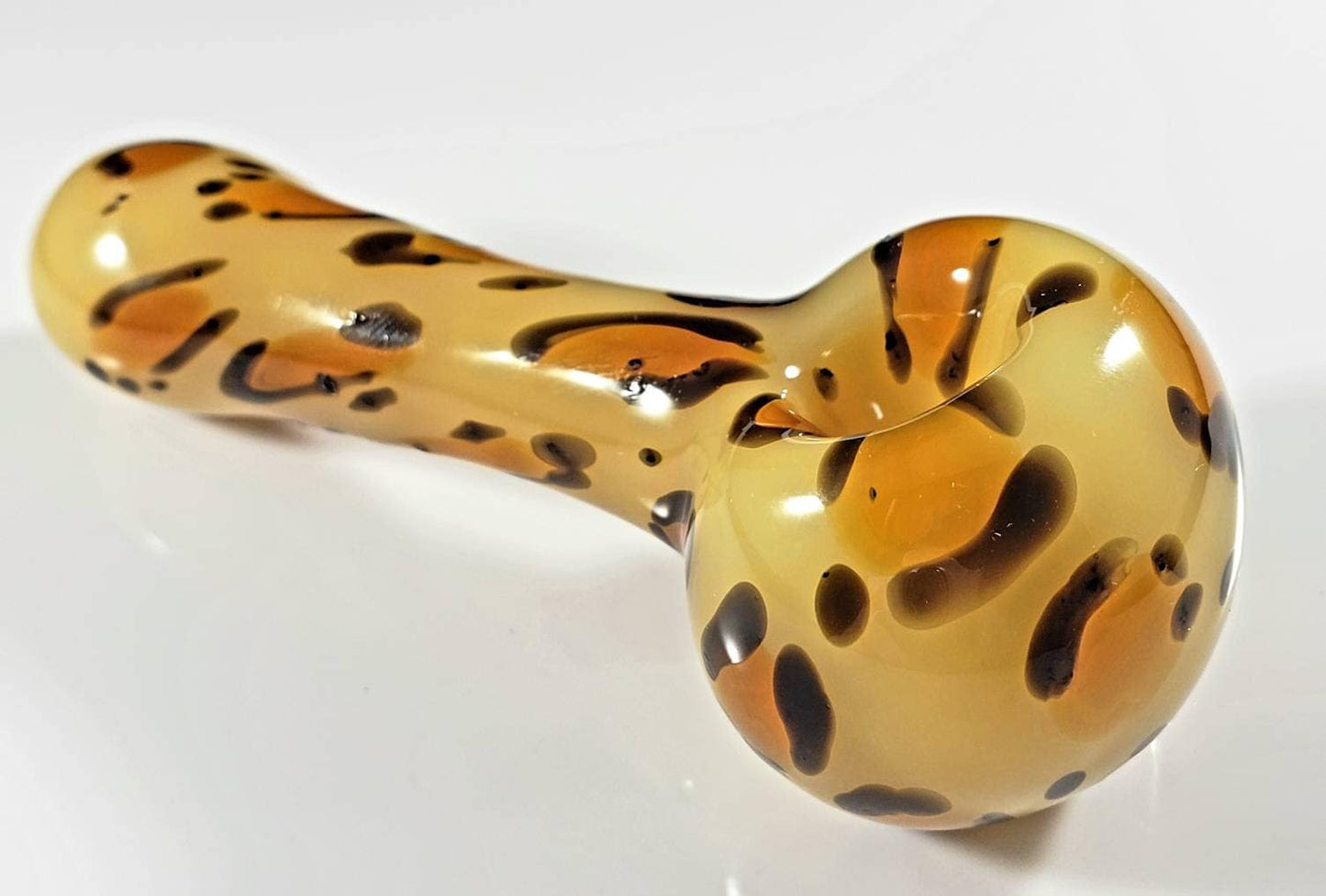 Leopard Print Glass Pipe – 4” Animal Print Hand Pipe – Bold Cheetah Pattern Glass Smoking Pipe / Glass Smoking Bowl / Big Cat / Kitty