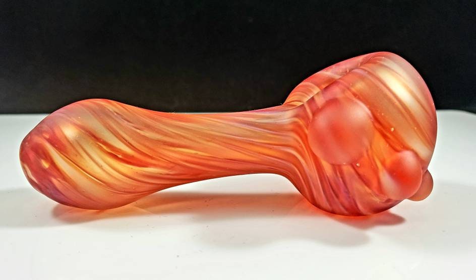 Red Sandblasted Glass Pipe / Red Bowl / Sandblasted Glass Pipe / Smoking Bowl / Sandblasted / Red