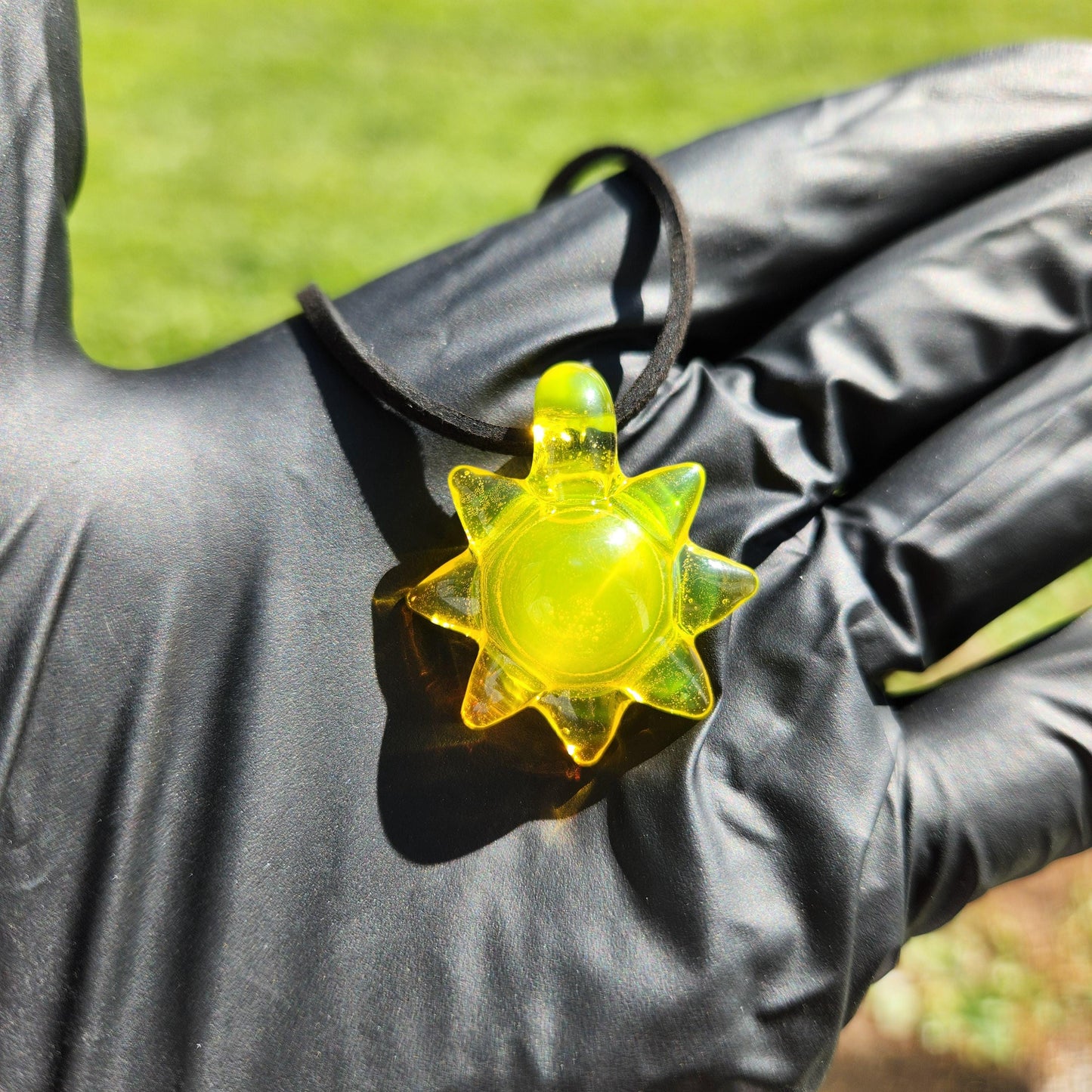 Sun Pendant / Sun Necklace / Yellow Glass Sun / Handmade / Glass Art / Jewelry / Sunshine