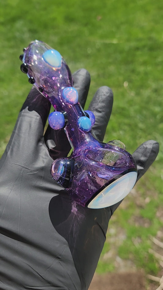 Hellstar Relics “Prism” Glass Spoon Pipe – Sleek Cosmic Pipe w/ Front Color Lens, Galaxy Opal & Accent Dot Detail