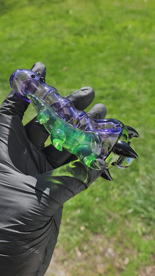 Hellstar Relics “Nebula Worm” Purple Spoon Pipe – Galaxy Opal Front Bowl Accent Heady Glass