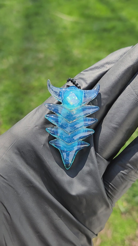 Ancient Alien Artifact Pendant – Arrowhead-Inspired Glass Necklace w/ Diamond Opal | Heady Cosmic Jewelry
