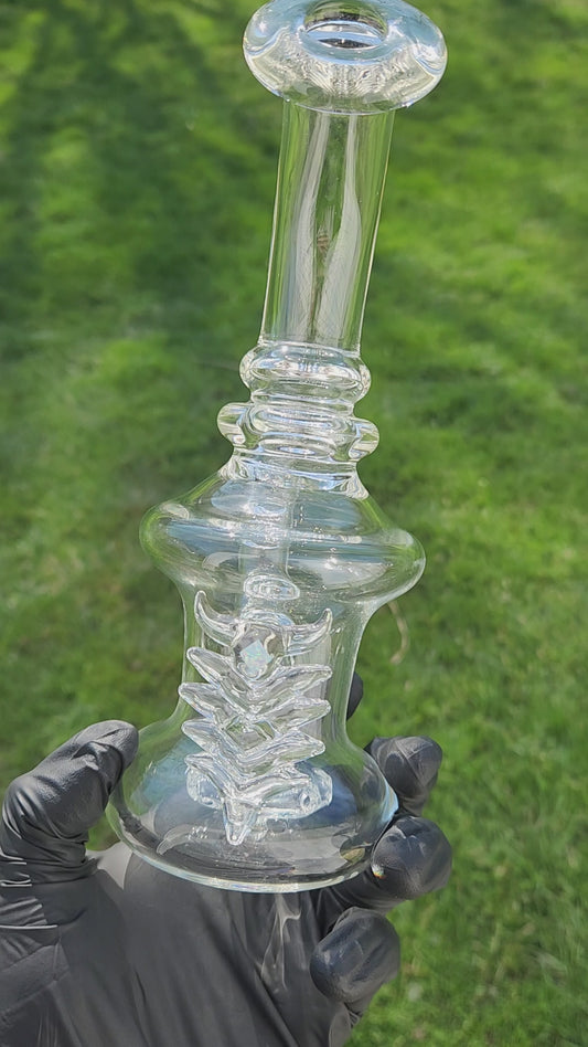 Ancient Alien Artifact Water Pipe – Clear Hourglass Bong w/ Showerhead Perc, Curved Maria Neck & 14mm Joint